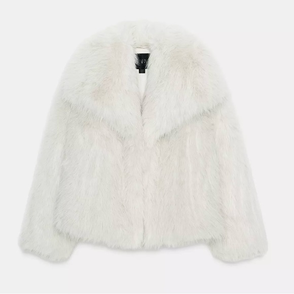 New ZARA Short Faux Fur Coat Jacket - Picture 2 of 4